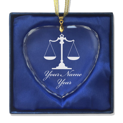 LaserGram Christmas Ornament, Law Scale, Personalized Engraving Included (Heart Shape)