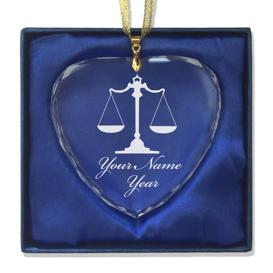 LaserGram Christmas Ornament, Law Scale, Personalized Engraving Included (Heart Shape)