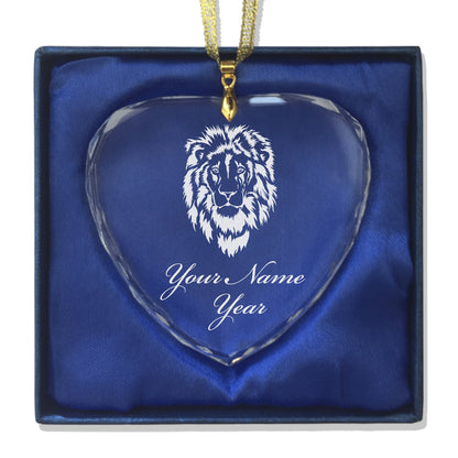 LaserGram Christmas Ornament, Lion Head, Personalized Engraving Included (Heart Shape)