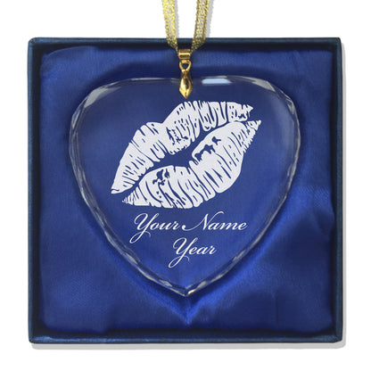 LaserGram Christmas Ornament, Lipstick Kiss, Personalized Engraving Included (Heart Shape)