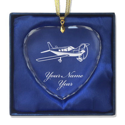 LaserGram Christmas Ornament, Low Wing Airplane, Personalized Engraving Included (Heart Shape)