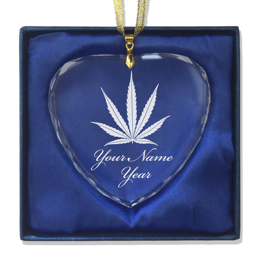 LaserGram Christmas Ornament, Marijuana leaf, Personalized Engraving Included (Heart Shape)