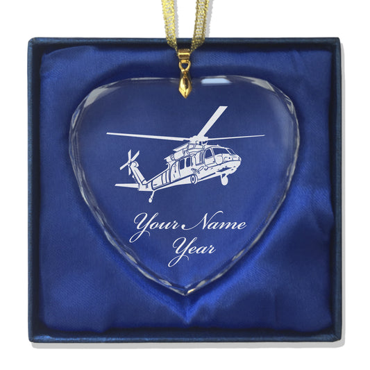 LaserGram Christmas Ornament, Military Helicopter 1, Personalized Engraving Included (Heart Shape)