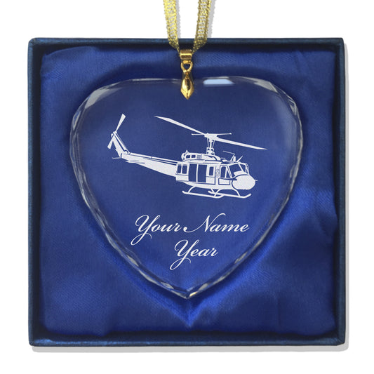 LaserGram Christmas Ornament, Military Helicopter 2, Personalized Engraving Included (Heart Shape)