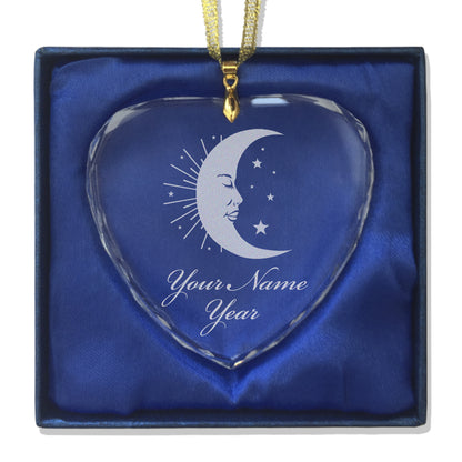 LaserGram Christmas Ornament, Moon, Personalized Engraving Included (Heart Shape)