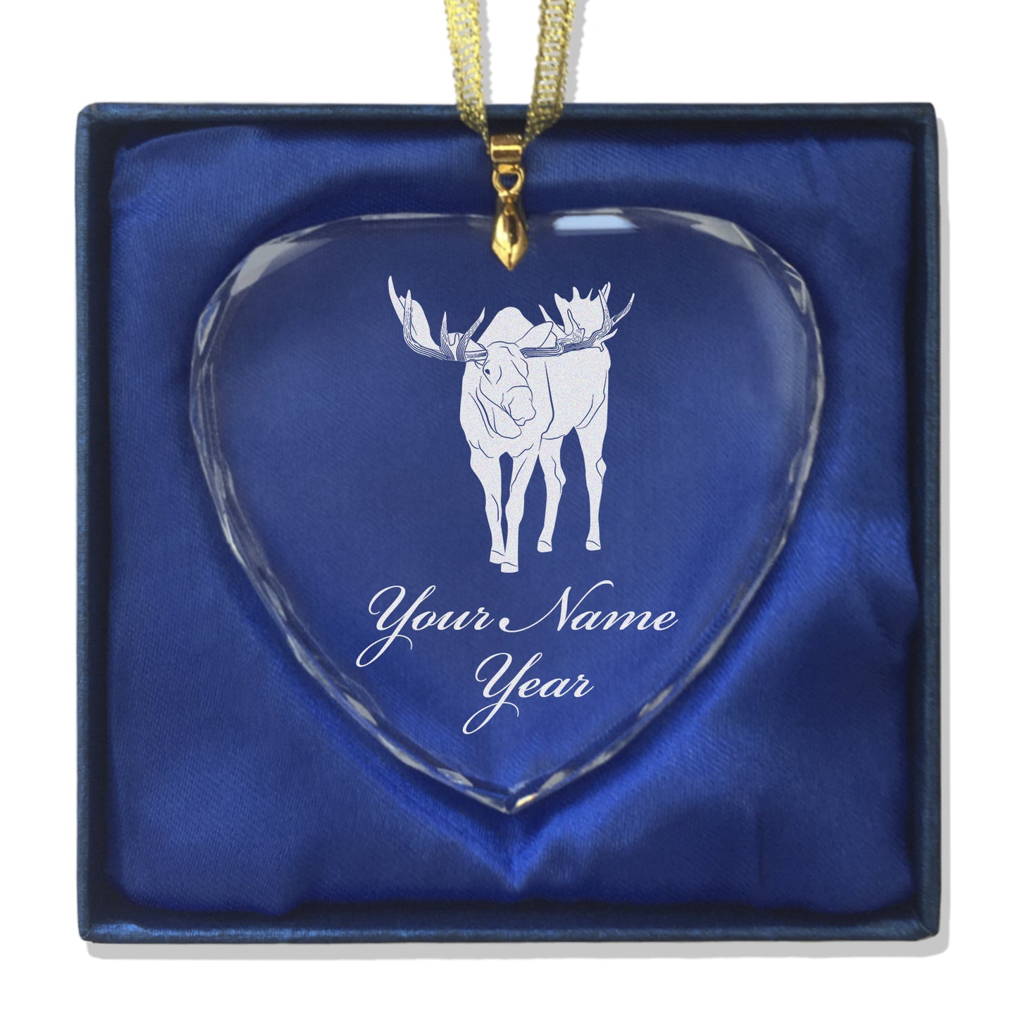LaserGram Christmas Ornament, Moose, Personalized Engraving Included (Heart Shape)