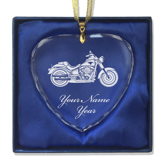 LaserGram Christmas Ornament, Motorcycle, Personalized Engraving Included (Heart Shape)