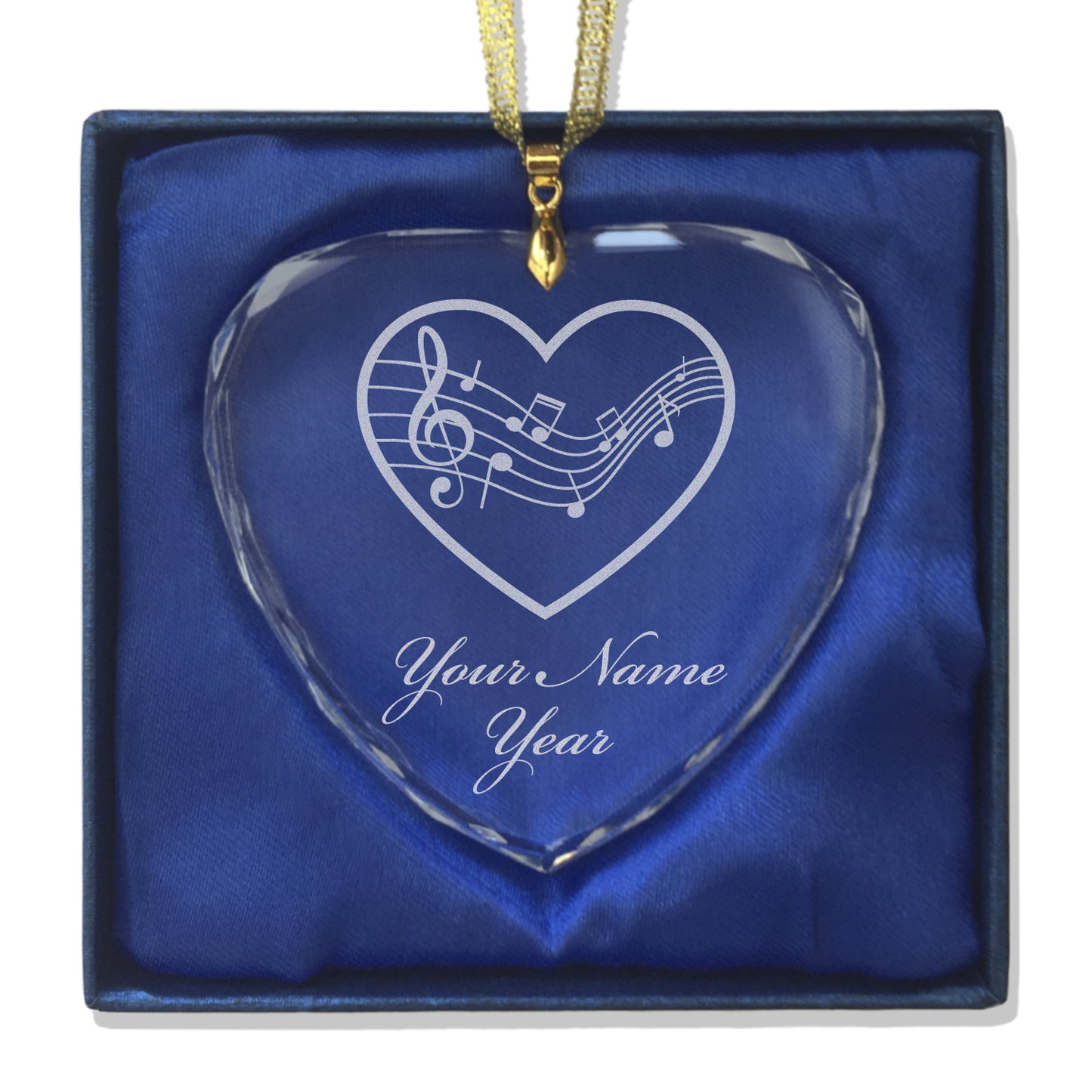 LaserGram Christmas Ornament, Music Staff Heart, Personalized Engraving Included (Heart Shape)