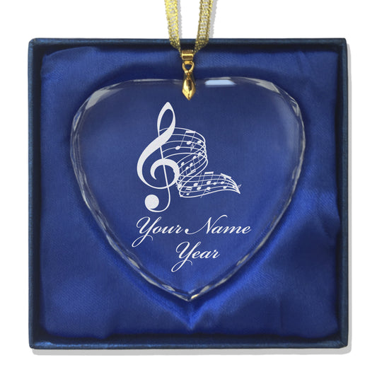 LaserGram Christmas Ornament, Musical Notes, Personalized Engraving Included (Heart Shape)