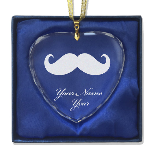 LaserGram Christmas Ornament, Mustache, Personalized Engraving Included (Heart Shape)