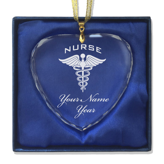 LaserGram Christmas Ornament, Nurse, Personalized Engraving Included (Heart Shape)