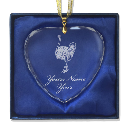 LaserGram Christmas Ornament, Ostrich, Personalized Engraving Included (Heart Shape)