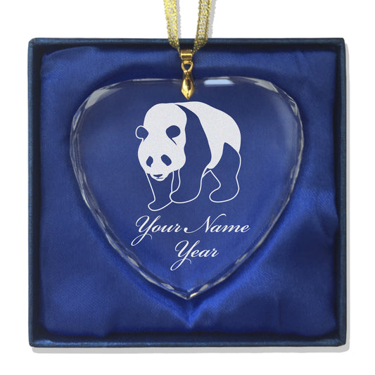 LaserGram Christmas Ornament, Panda Bear, Personalized Engraving Included (Heart Shape)