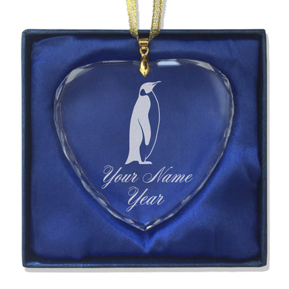 LaserGram Christmas Ornament, Penguin, Personalized Engraving Included (Heart Shape)