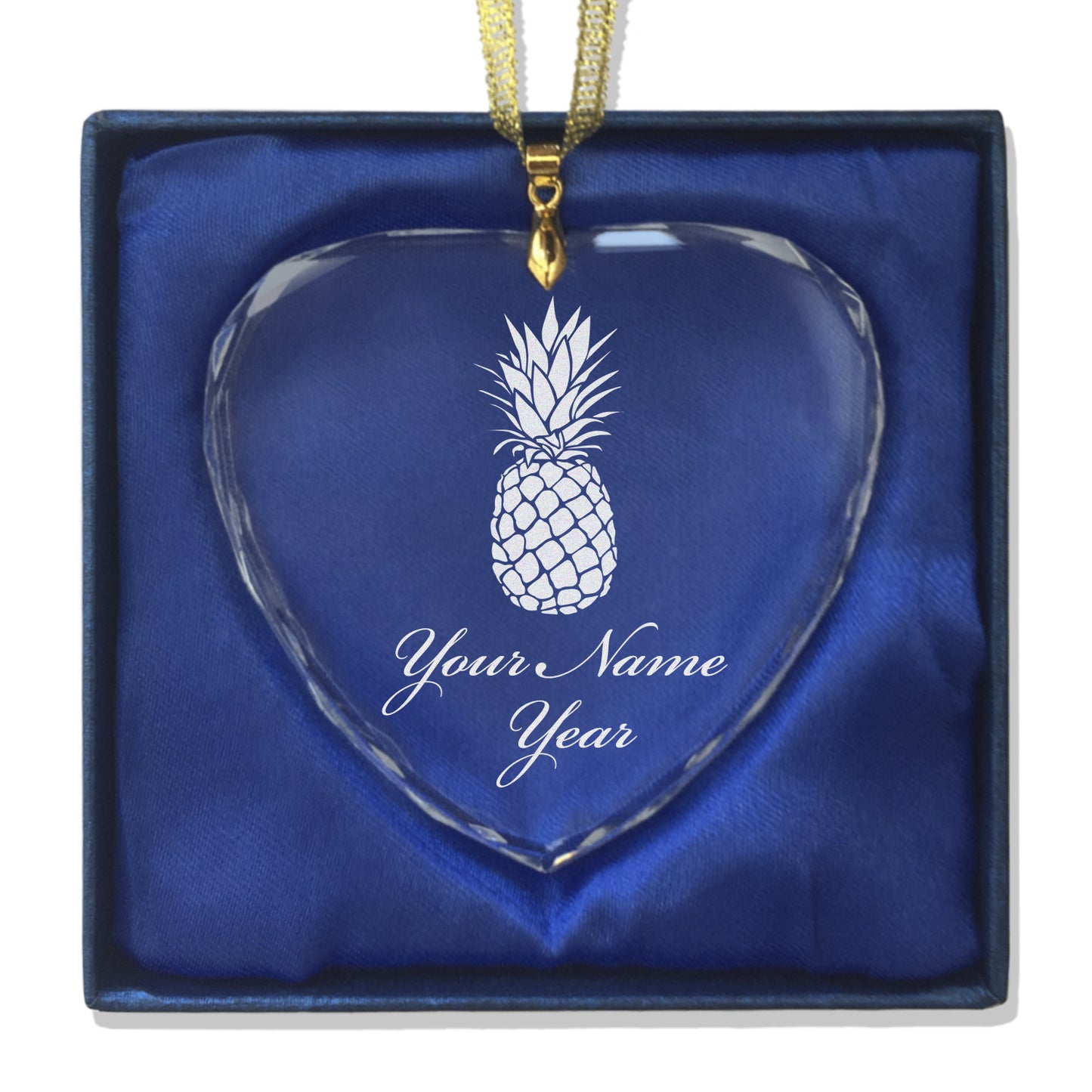 LaserGram Christmas Ornament, Pineapple, Personalized Engraving Included (Heart Shape)