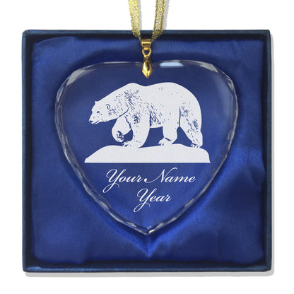 LaserGram Christmas Ornament, Polar Bear, Personalized Engraving Included (Heart Shape)
