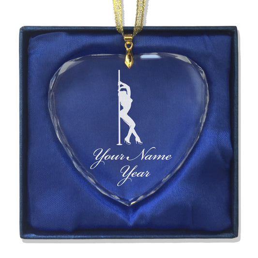LaserGram Christmas Ornament, Pole Dancer, Personalized Engraving Included (Heart Shape)