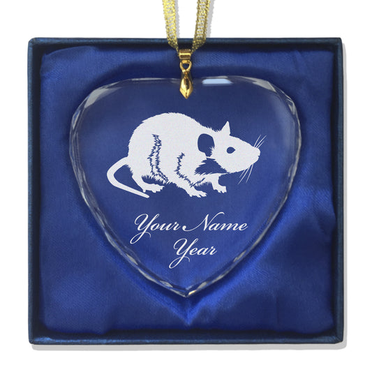 LaserGram Christmas Ornament, Rat, Personalized Engraving Included (Heart Shape)