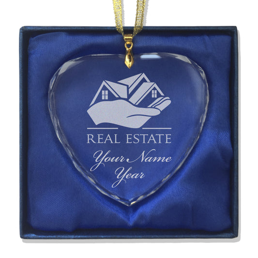 LaserGram Christmas Ornament, Real Estate, Personalized Engraving Included (Heart Shape)