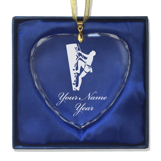 LaserGram Christmas Ornament, Rock Climber, Personalized Engraving Included (Heart Shape)