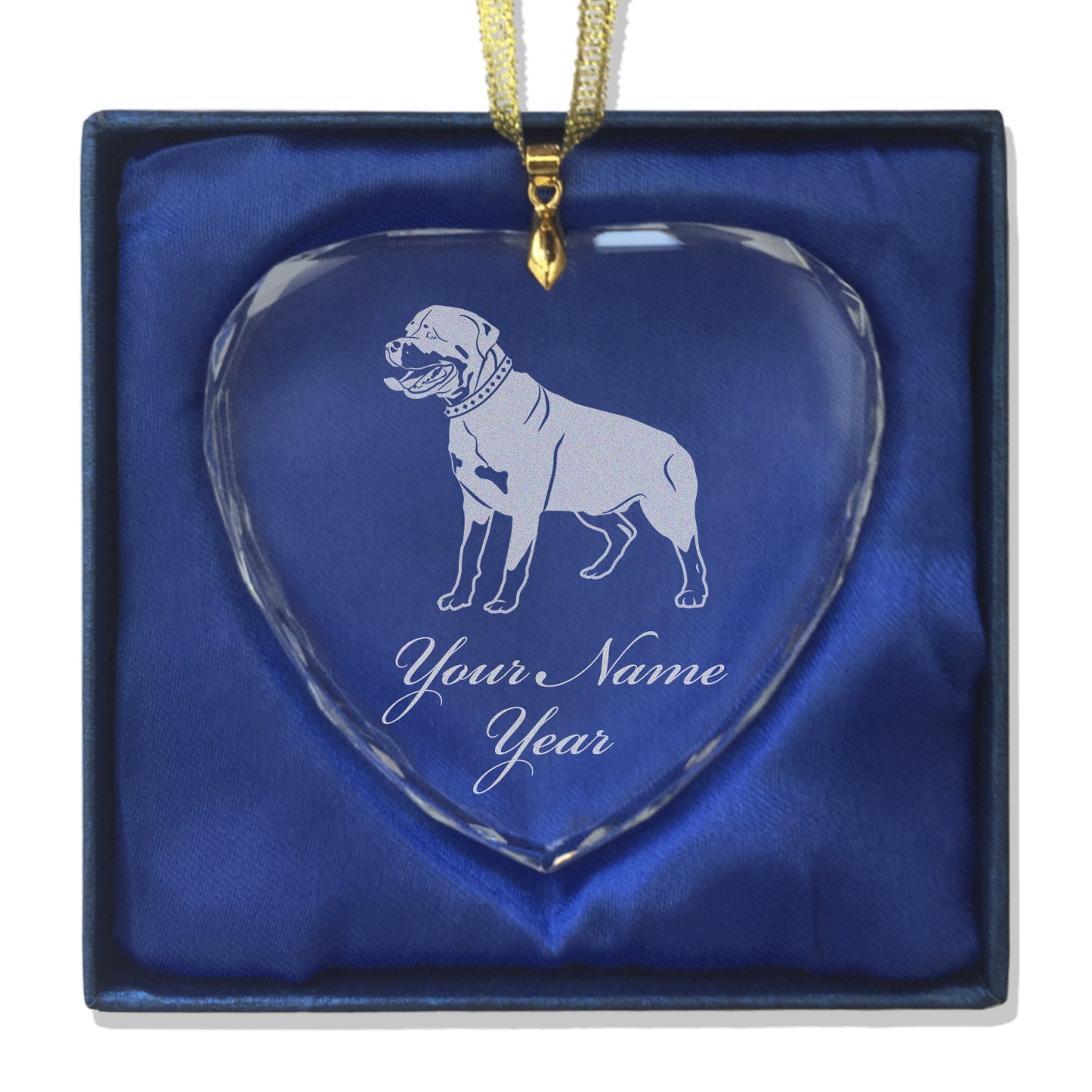 LaserGram Christmas Ornament, Rottweiler Dog, Personalized Engraving Included (Heart Shape)