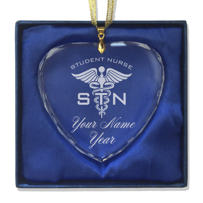 LaserGram Christmas Ornament, STN Student Nurse, Personalized Engraving Included (Heart Shape)