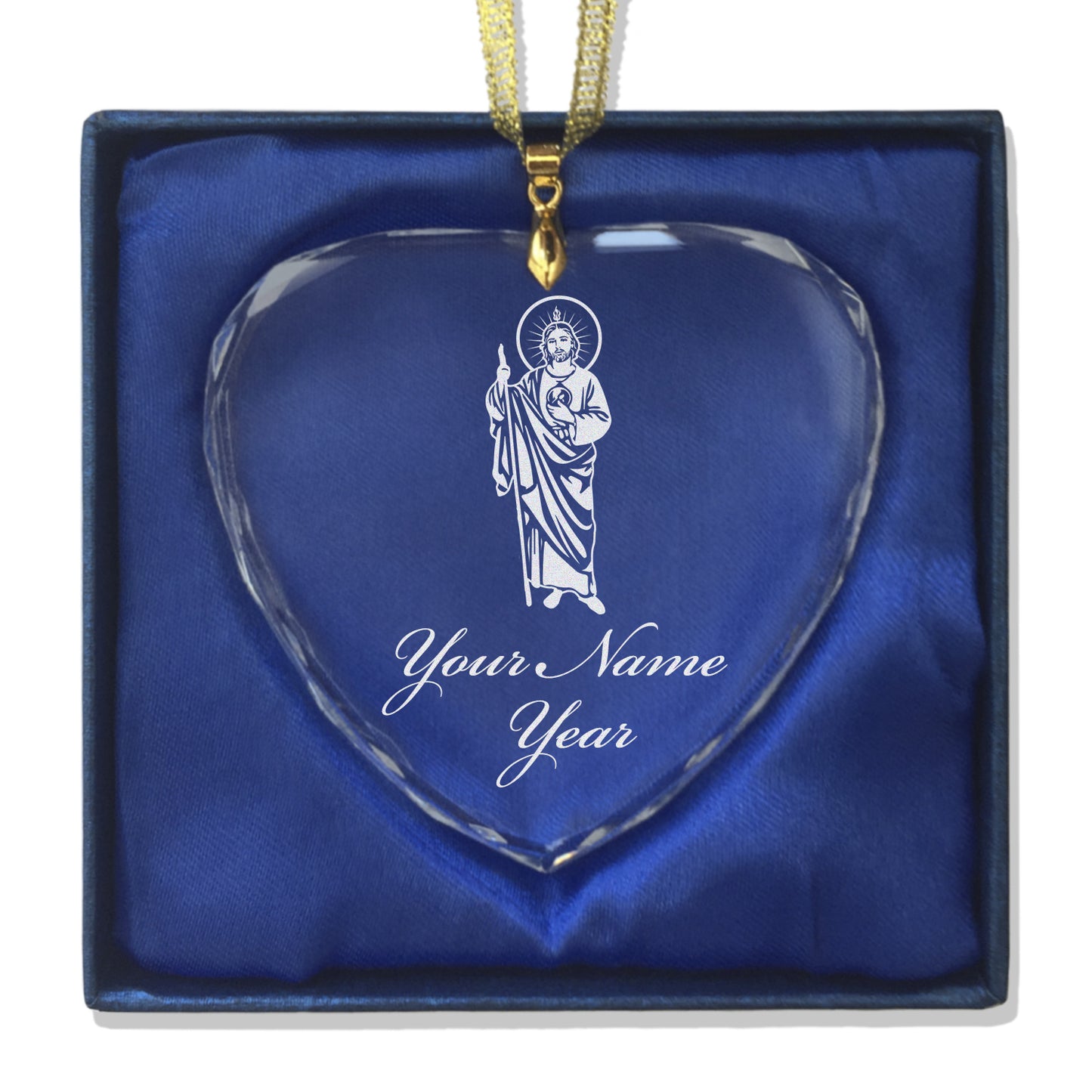 LaserGram Christmas Ornament, Saint Jude, Personalized Engraving Included (Heart Shape)
