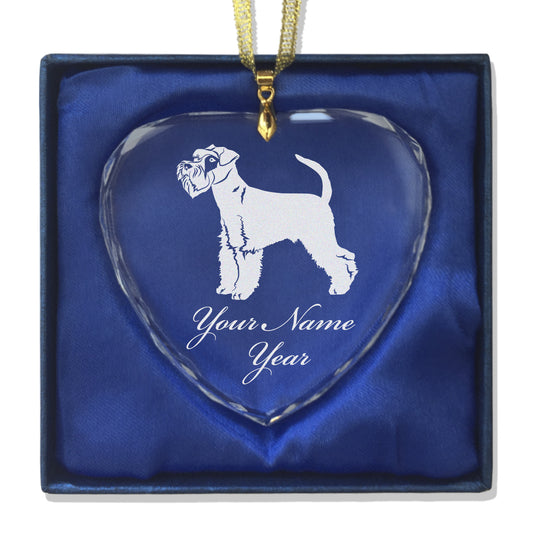 LaserGram Christmas Ornament, Schnauzer Dog, Personalized Engraving Included (Heart Shape)