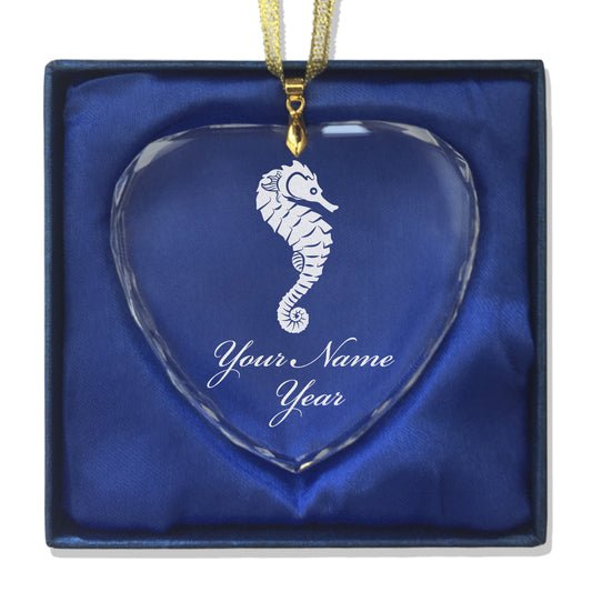 LaserGram Christmas Ornament, Seahorse, Personalized Engraving Included (Heart Shape)