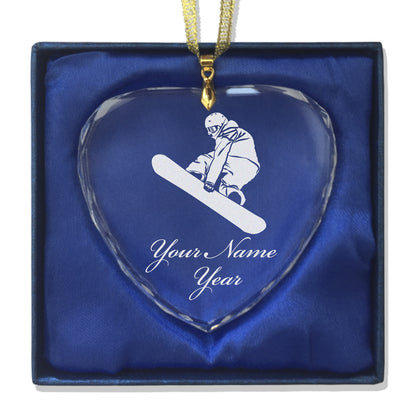 LaserGram Christmas Ornament, Snowboarder Man, Personalized Engraving Included (Heart Shape)