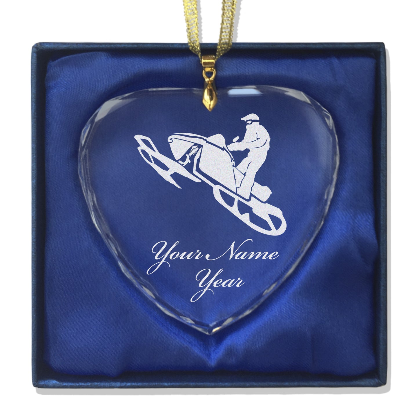 LaserGram Christmas Ornament, Snowmobile, Personalized Engraving Included (Heart Shape)