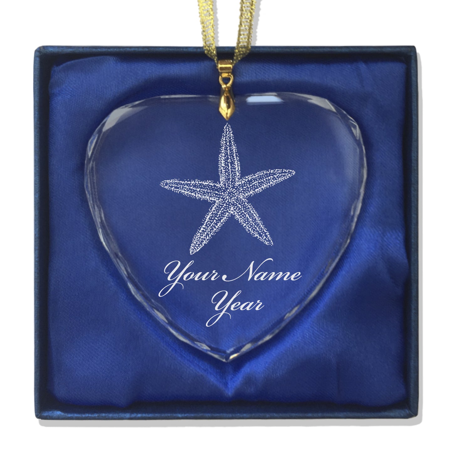 LaserGram Christmas Ornament, Starfish, Personalized Engraving Included (Heart Shape)