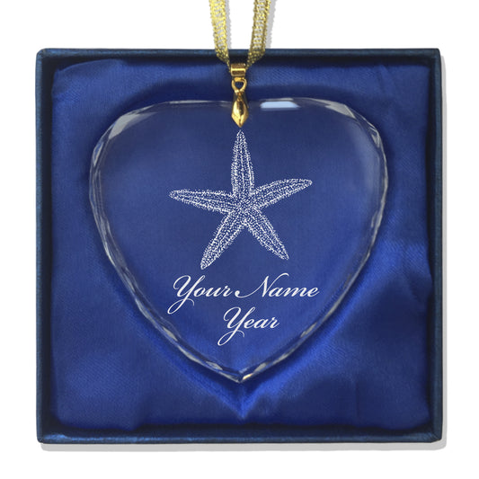 LaserGram Christmas Ornament, Starfish, Personalized Engraving Included (Heart Shape)
