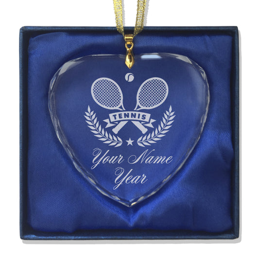 LaserGram Christmas Ornament, Tennis Rackets, Personalized Engraving Included (Heart Shape)