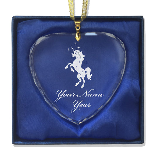 LaserGram Christmas Ornament, Unicorn, Personalized Engraving Included (Heart Shape)