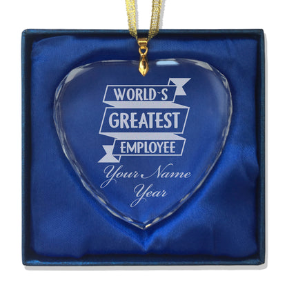 LaserGram Christmas Ornament, World's Greatest Employee, Personalized Engraving Included (Heart Shape)
