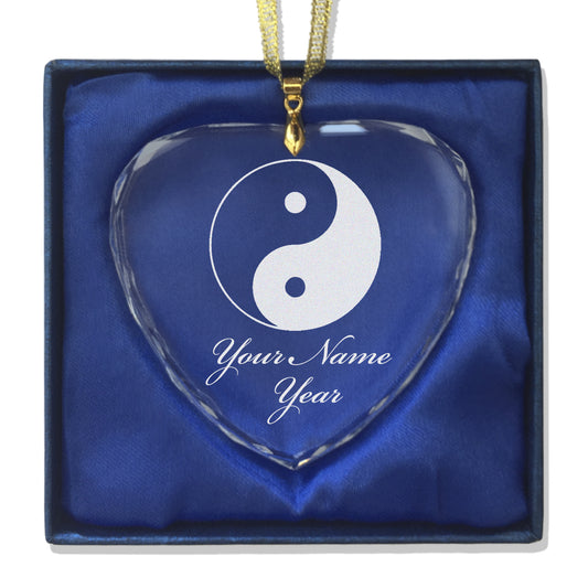 LaserGram Christmas Ornament, Yin Yang, Personalized Engraving Included (Heart Shape)