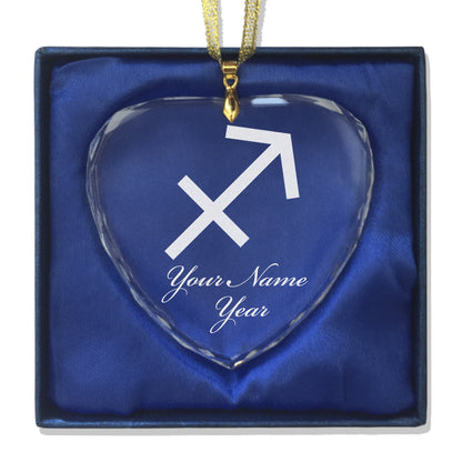 LaserGram Christmas Ornament, Zodiac Sign Sagittarius, Personalized Engraving Included (Heart Shape)