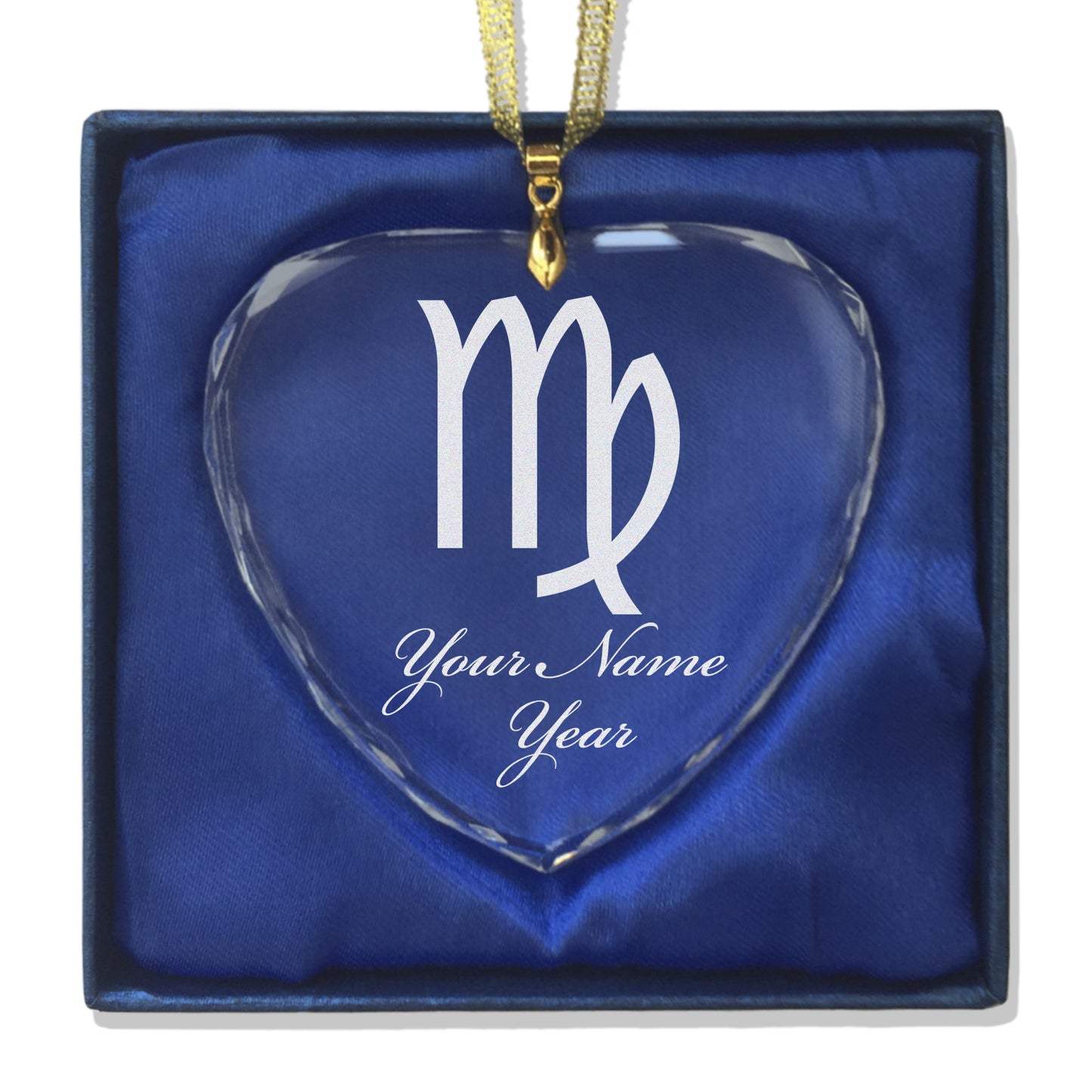 LaserGram Christmas Ornament, Zodiac Sign Virgo, Personalized Engraving Included (Heart Shape)