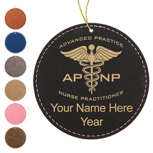 LaserGram Christmas Ornament, APNP Advanced Practice Nurse Practitioner, Personalized Engraving Included (Faux Leather, Round Shape)