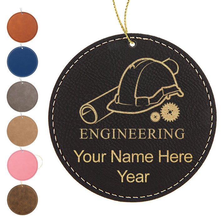 LaserGram Christmas Ornament, Engineering, Personalized Engraving Included (Faux Leather, Round Shape)