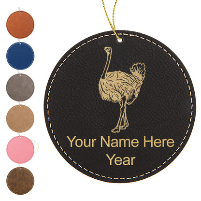 LaserGram Christmas Ornament, Ostrich, Personalized Engraving Included (Faux Leather, Round Shape)