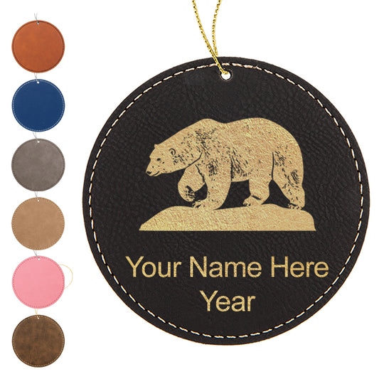 LaserGram Christmas Ornament, Polar Bear, Personalized Engraving Included (Faux Leather, Round Shape)