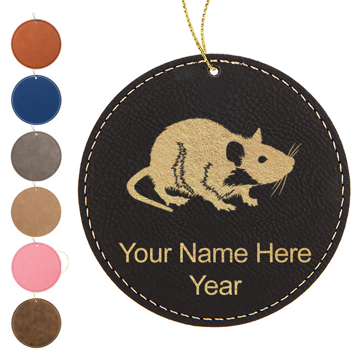 LaserGram Christmas Ornament, Rat, Personalized Engraving Included (Faux Leather, Round Shape)