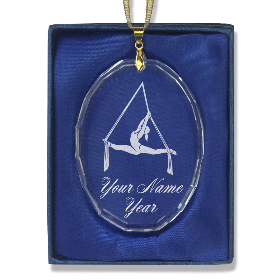 LaserGram Christmas Ornament, Aerial Silks, Personalized Engraving Included (Oval Shape)