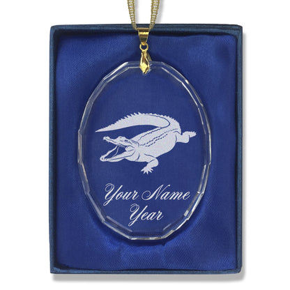 LaserGram Christmas Ornament, Alligator, Personalized Engraving Included (Oval Shape)