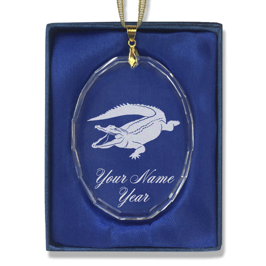 LaserGram Christmas Ornament, Alligator, Personalized Engraving Included (Oval Shape)