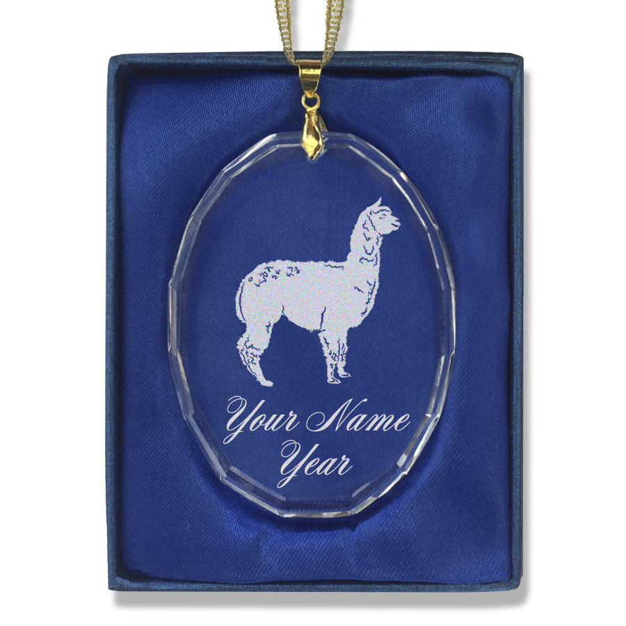 LaserGram Christmas Ornament, Alpaca, Personalized Engraving Included (Oval Shape)
