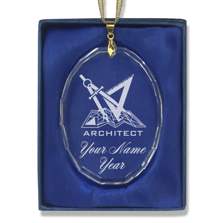LaserGram Christmas Ornament, Architect Symbol, Personalized Engraving Included (Oval Shape)