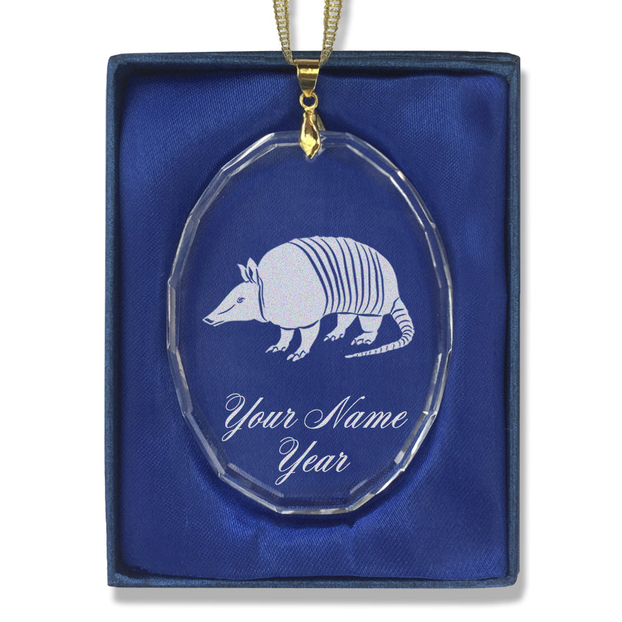 LaserGram Christmas Ornament, Armadillo, Personalized Engraving Included (Oval Shape)